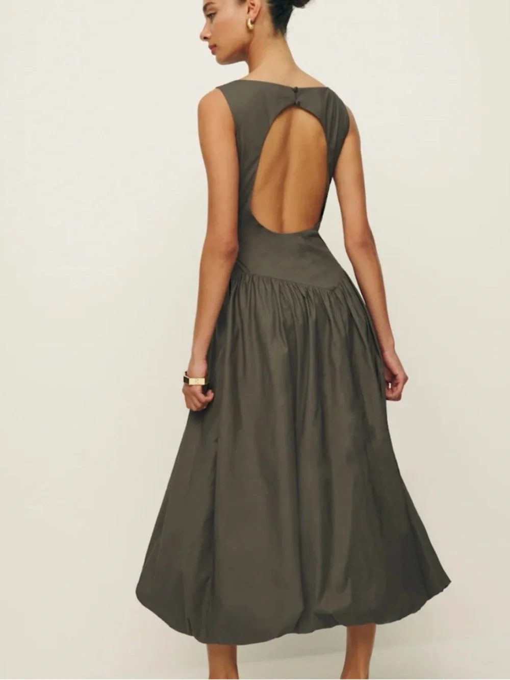 Reformation Elvira Dress in Olive - Picture 1 of 5